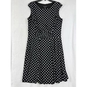Polka Dot Dress 10 Petite Sleeveless Fit Flare Perceptions Womens 10P